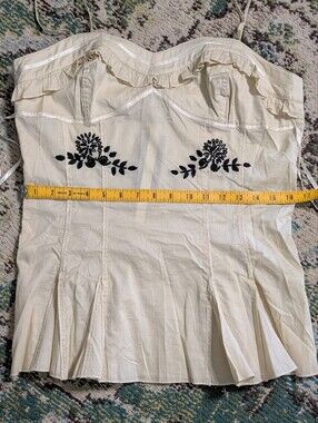 Bustier Black Embroidered Cream Bustier Top Adjustable Straps